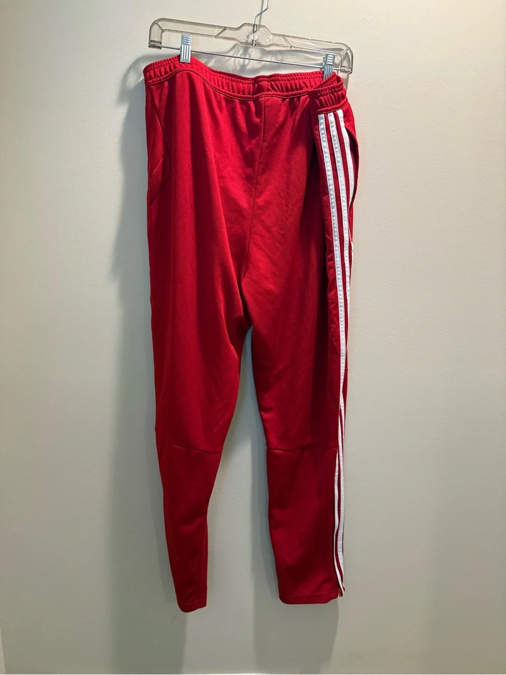 adidas men’s Red Track Pants with 3-Stripes